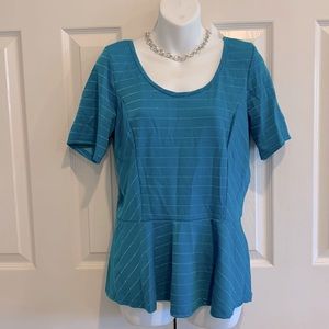NWT Peplum Turquoise/Silver Top